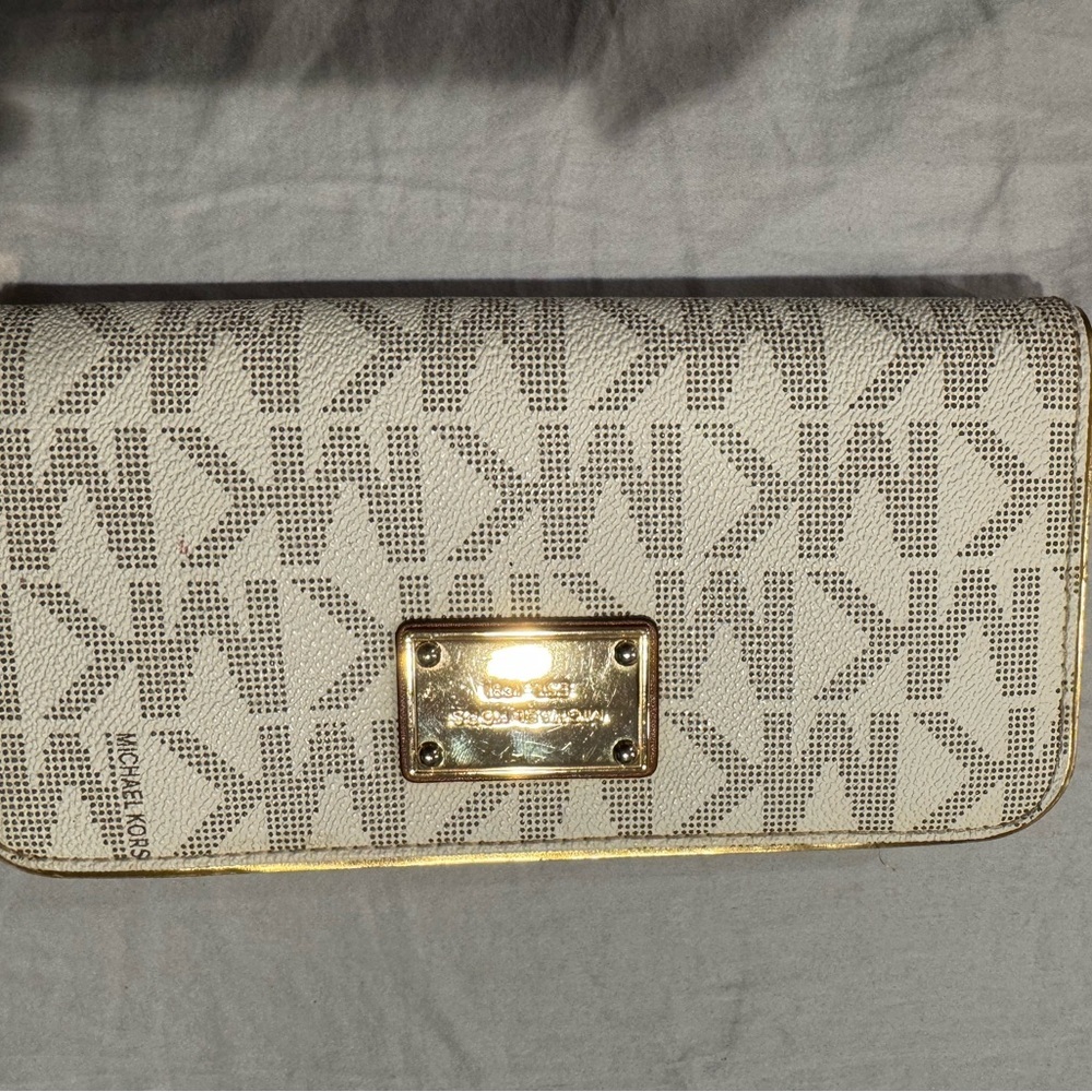 Michael Kors Jet Set Travel Continental Wallet Vanilla signature logo Classic - Picture 5 of 16